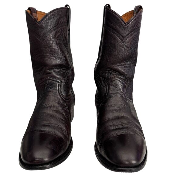 Vintage Gavel Allen Goat Roper Cowboy Boots Black Cherry Handmade Mens 12E main image 8